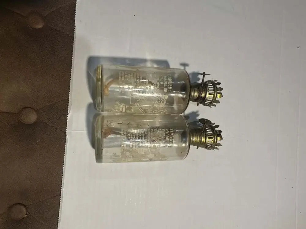 Set of 2 Vintage Lamplight Farms Glass Oil Lamps No. 3577